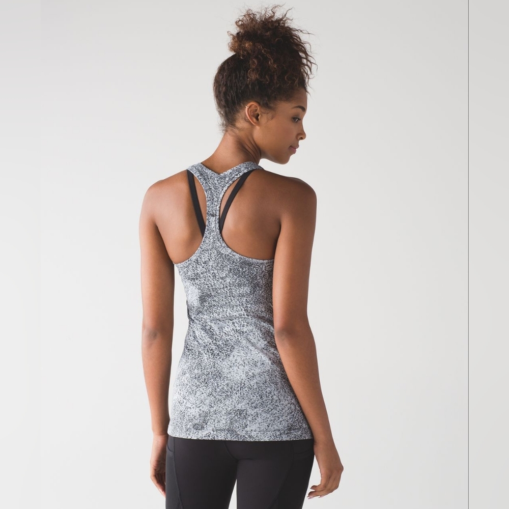 Lululemon Cool Racerback II Luon Spray Jacquard White Black